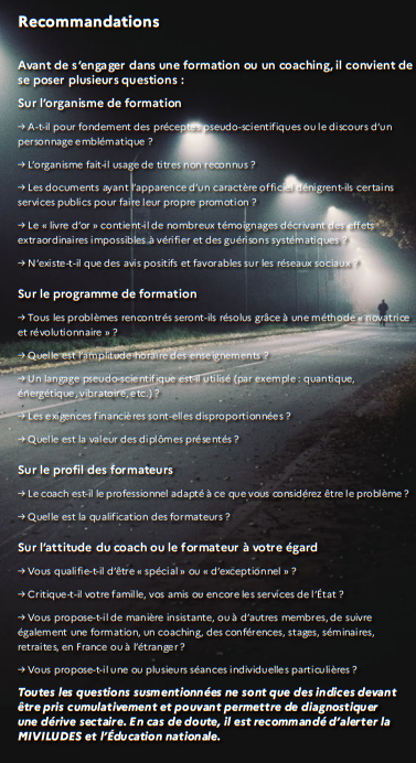 recommandations coaching Miviludes