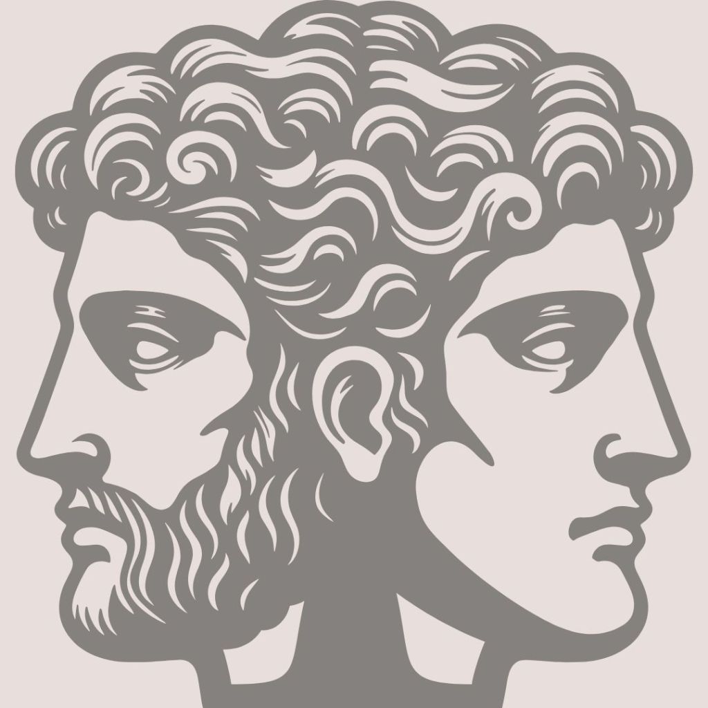 Illustration du dieu Janus avec deux visages symbolisant la dualité et les transitions