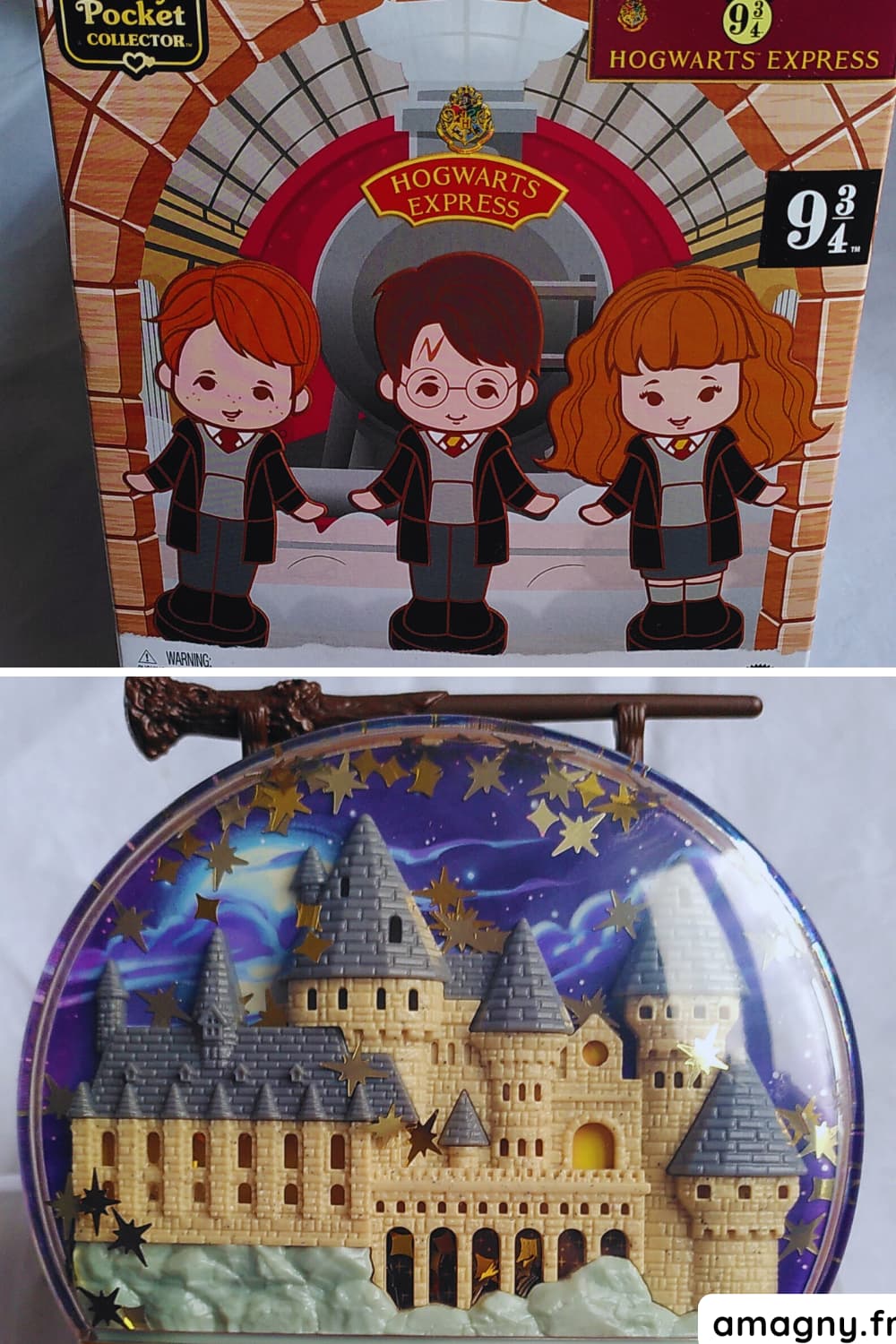 Coffret Pocket Collector Harry Potter avec Hogwarts Express et château sous cloche.