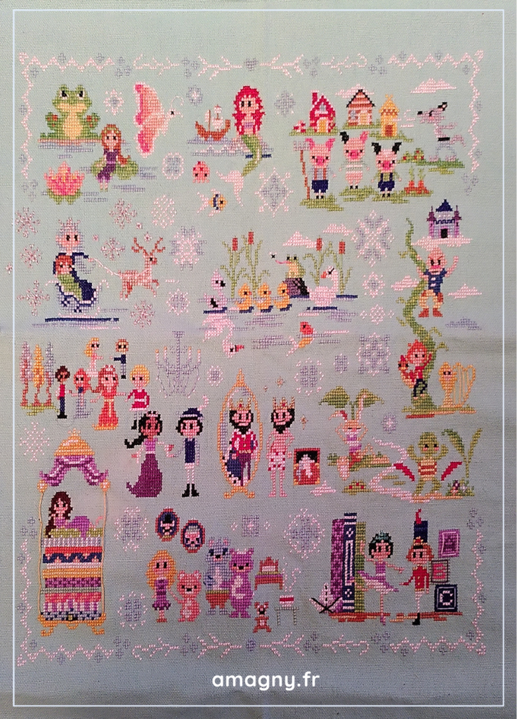 broderie sur le thème des contes de fées