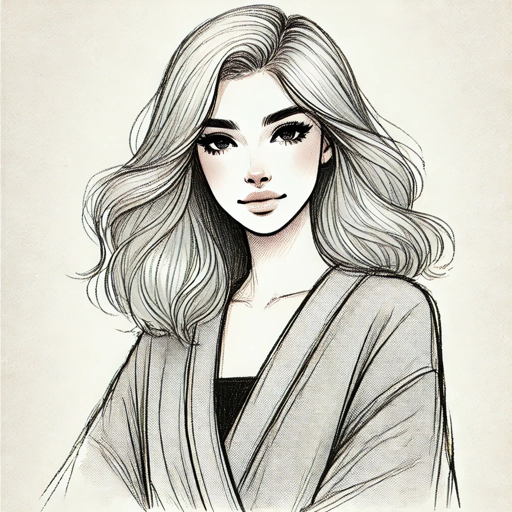 Jeune femme aux cheveux gris. 