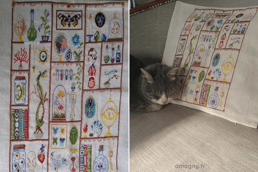 broderie cabinet curiosités 